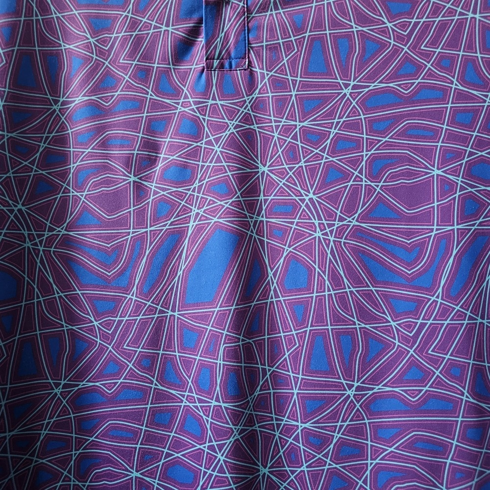Hreski Golf Polo Shirt Men's Size 2XL Performance Stretch Purple Geometric Print - Picture 7 of 8